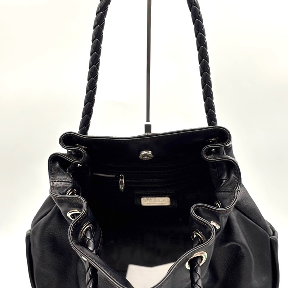 Furla Black Leather Braided Handle Tote - Picture 4 of 7